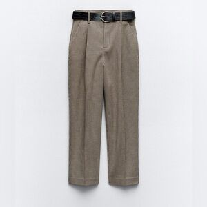 Zara High Waist Houndstooth Trousers with Belt - Small - GUC